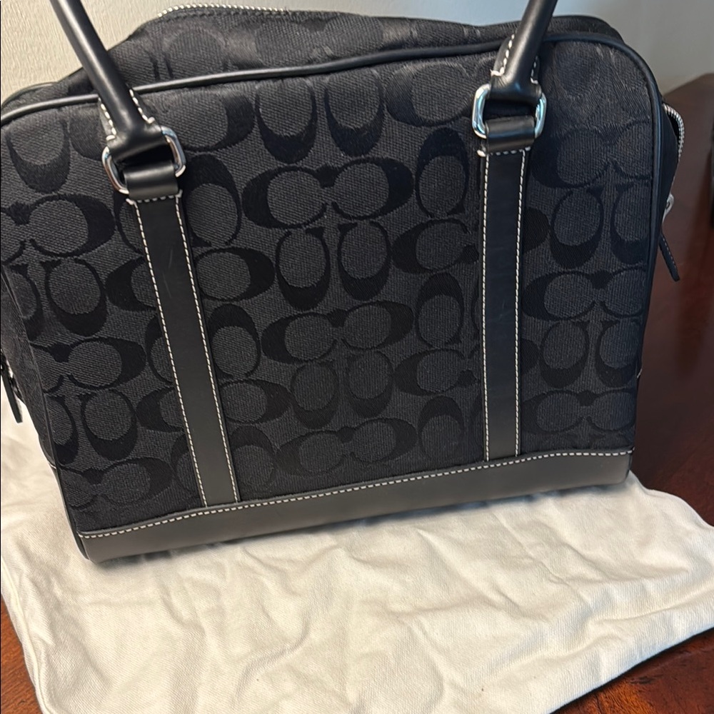Coach Black Satchel with Signature Monogram w/Hang Tag - Picture 4 of 12